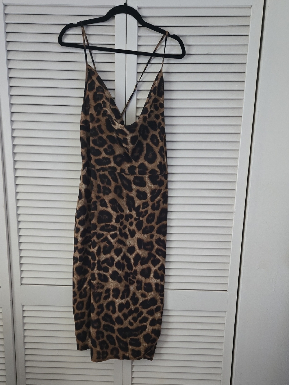 SHEIN Brown Leopard Print Slip Midi Dress